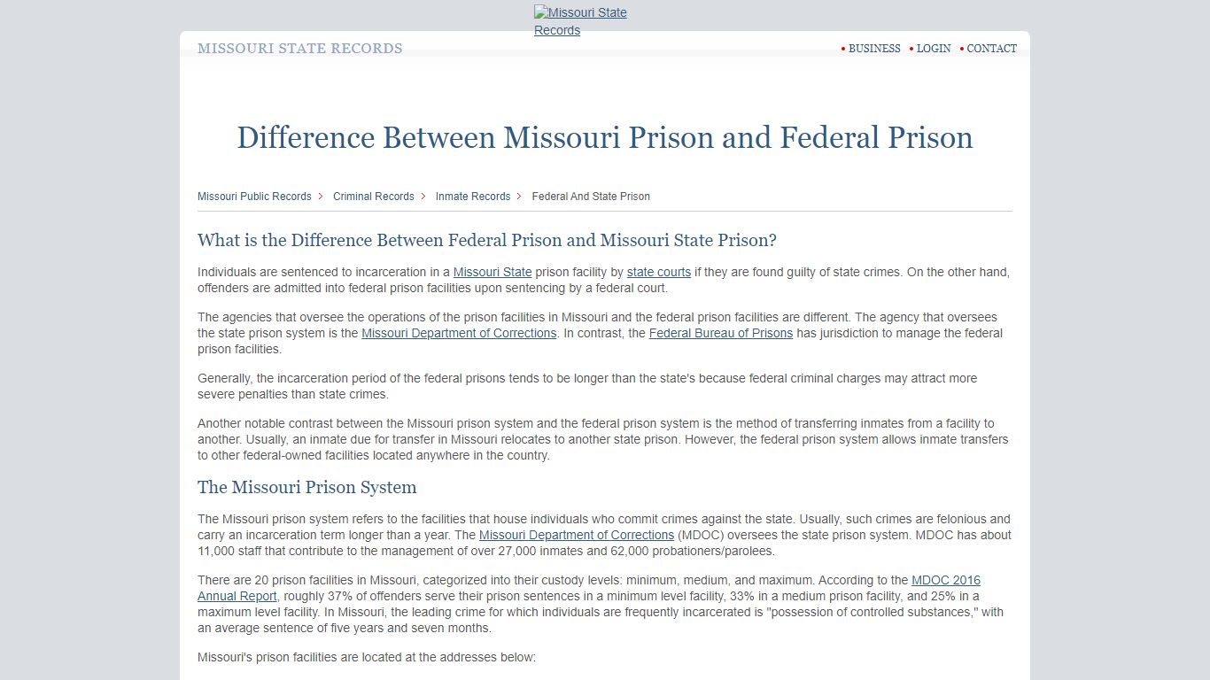 Missouri State Prisons | StateRecords.org
