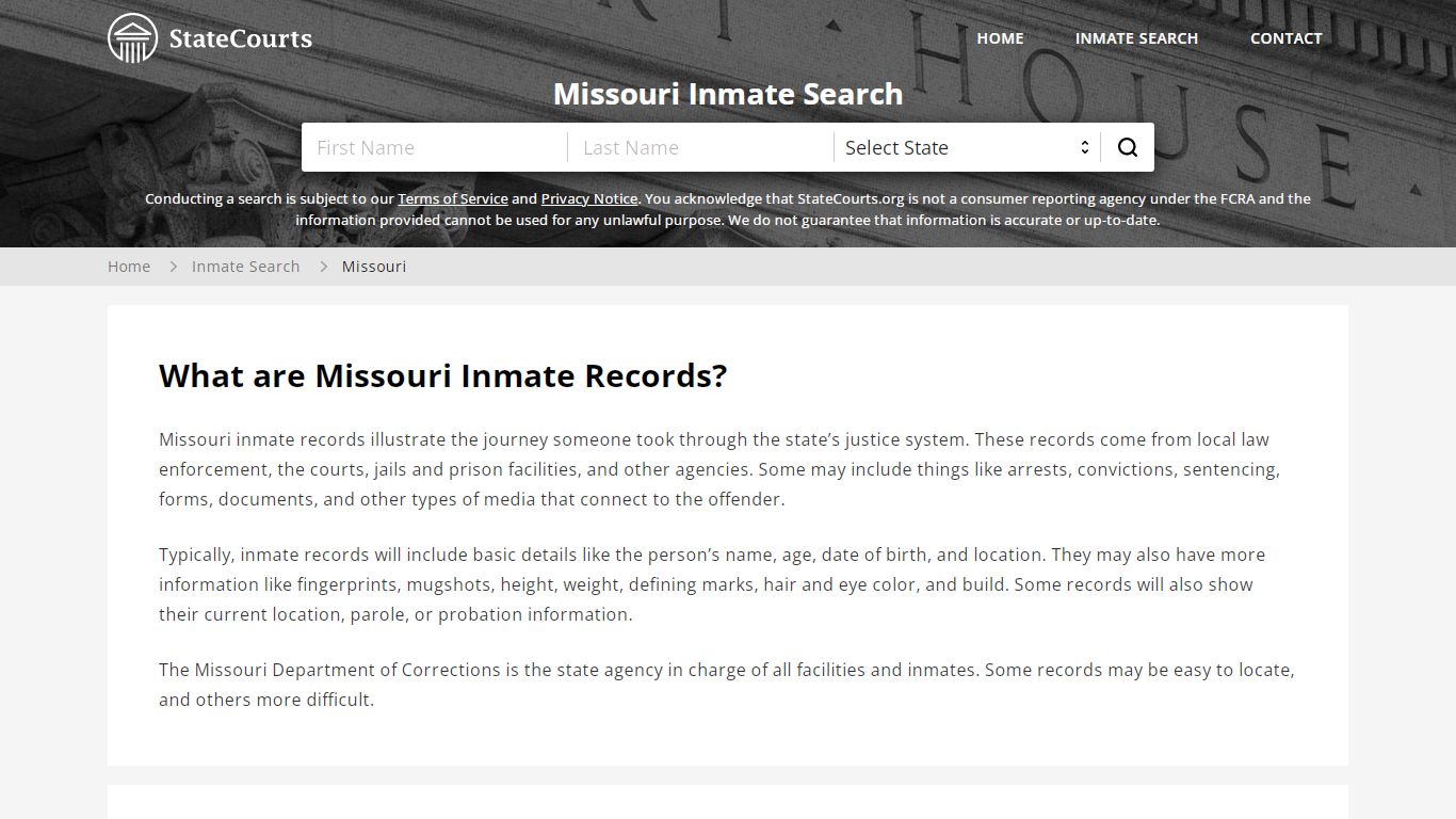 Missouri Inmate Search, Prison and Jail Information - State Courts